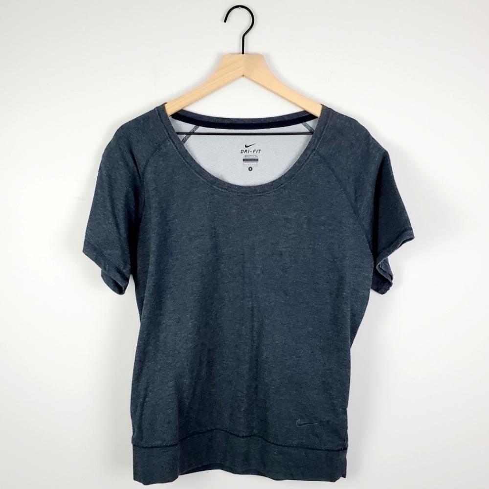 Nike Dry Fit Gray Short Sleeve Scoop Neck Tee Top Small